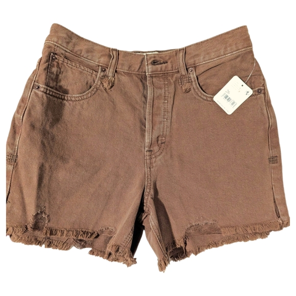 We The Free Makai Distressed Cutoff Shorts Womens Size 26 Brown Washed Chocolate - Picture 3 of 16